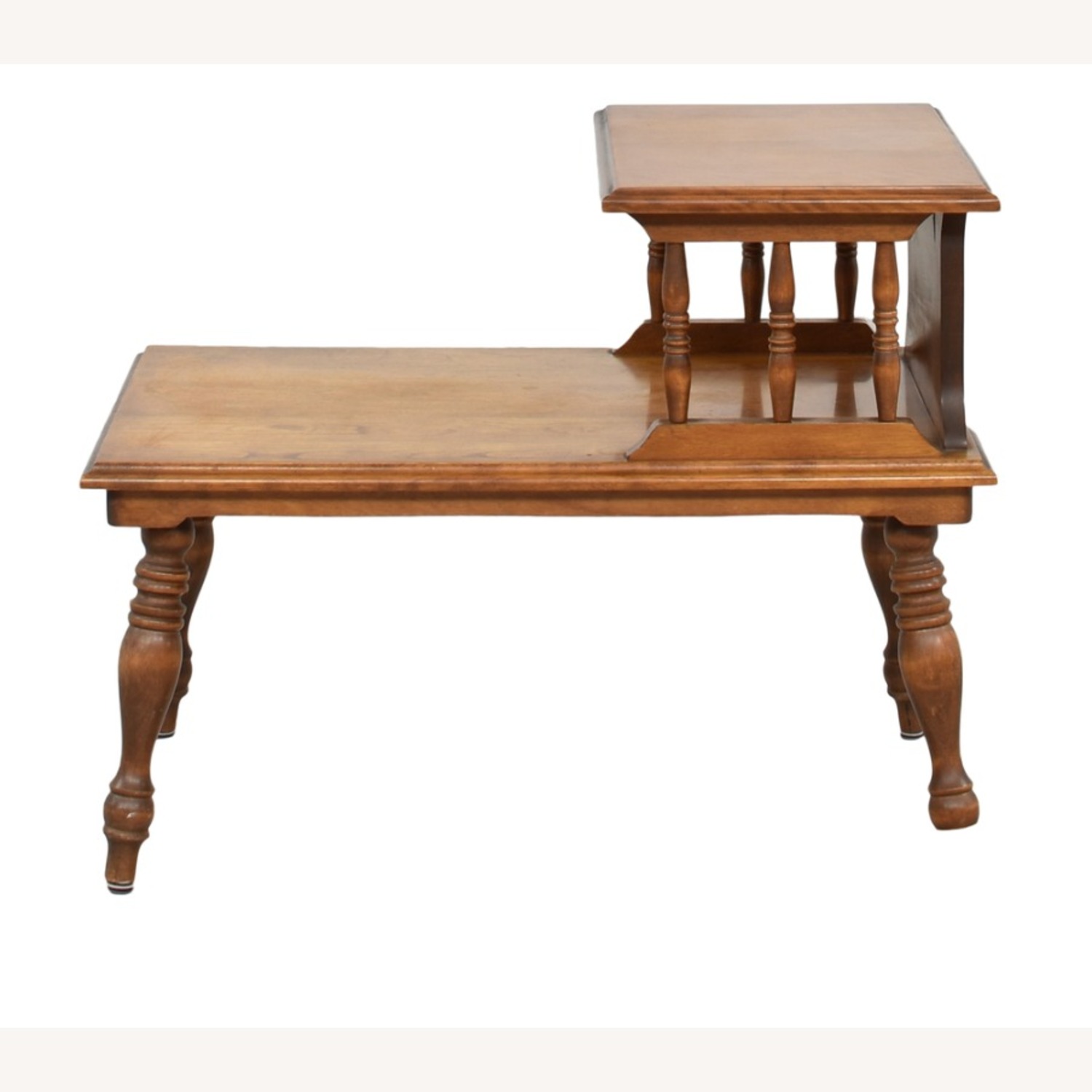 Two-Tier Wooden End Table in a Walnut Finish - image-4