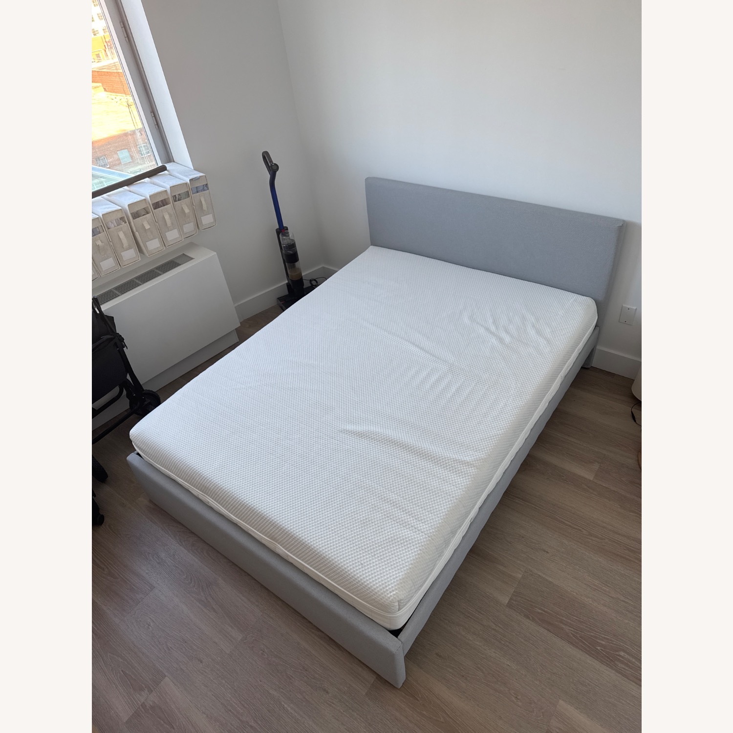 IKEA GLADSTAD Light Gray Wood Queen Bed - image-1