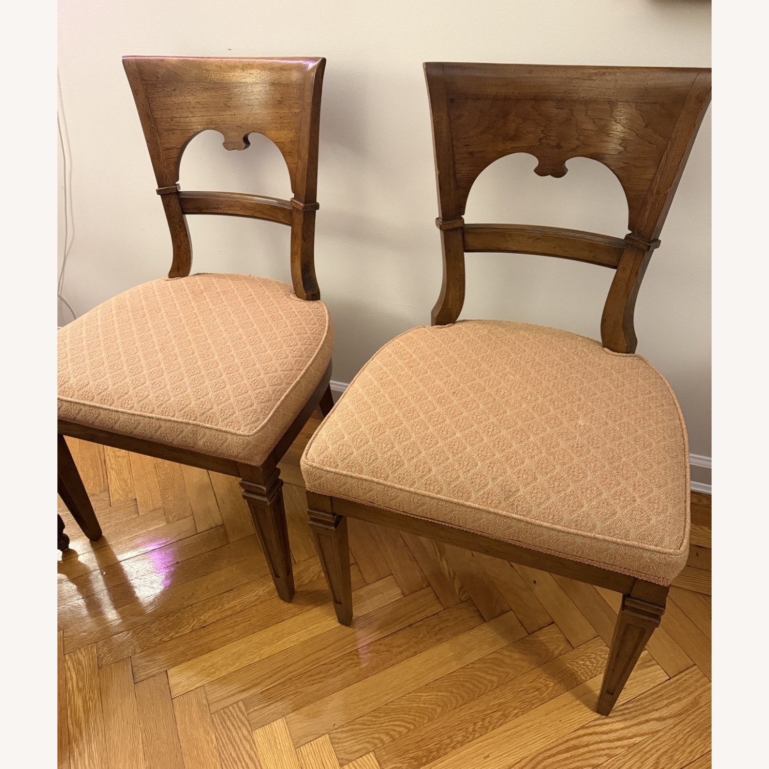 Set of Six Klismos Chairs Patterned Seats - image-6