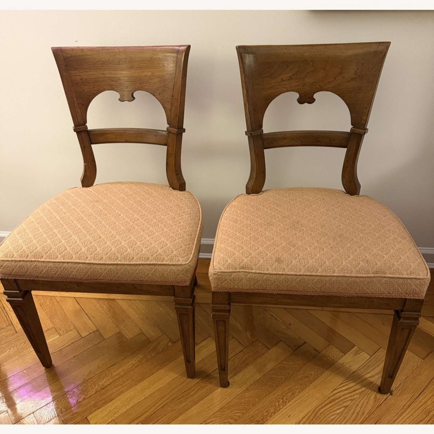 Set of Six Klismos Chairs Patterned Seats - image-3