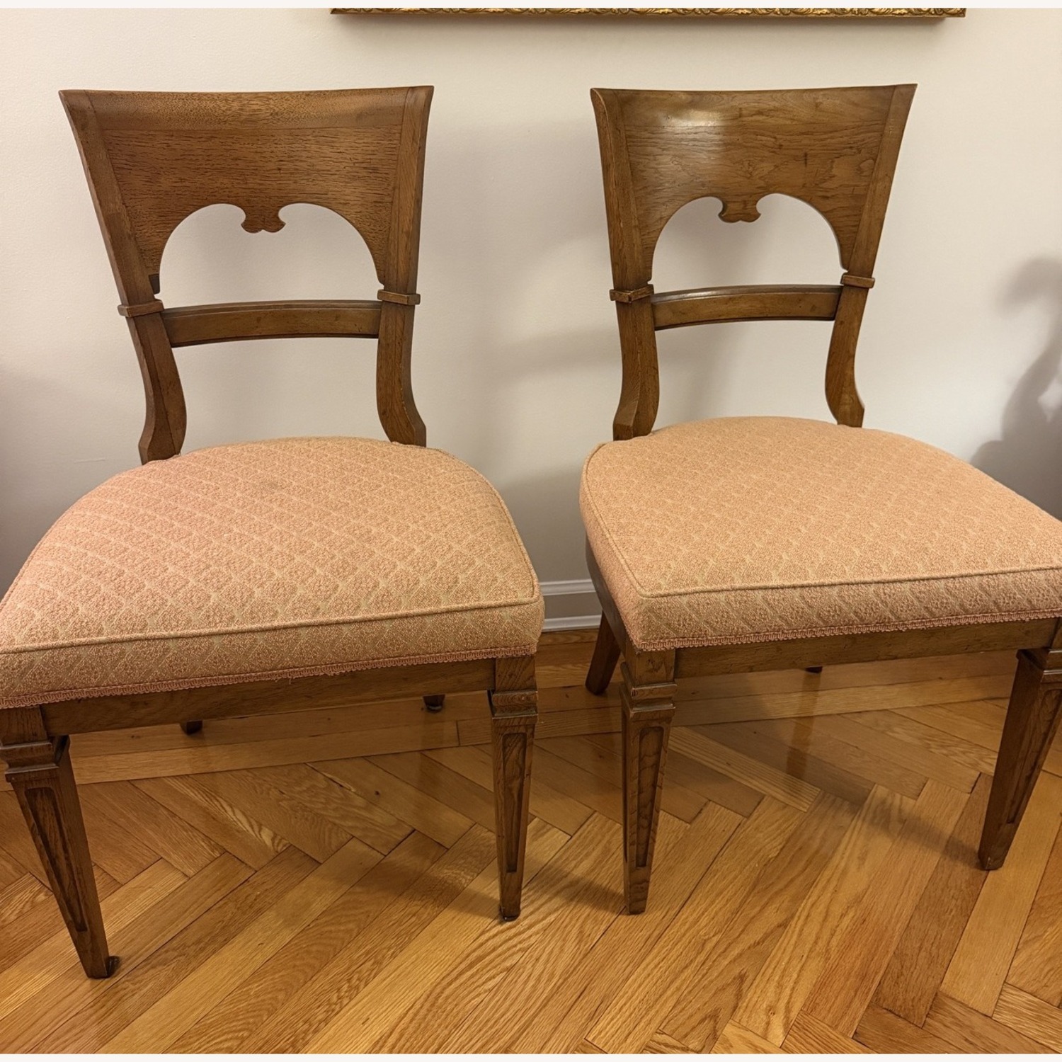 Set of Six Klismos Chairs Patterned Seats - image-2