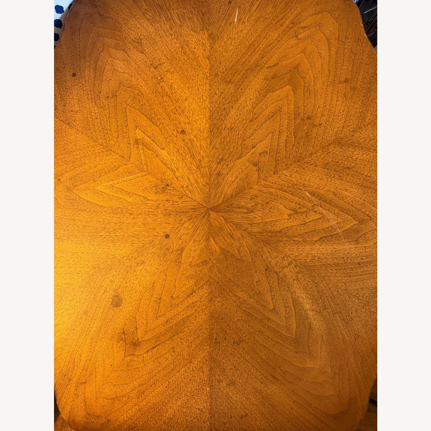 Wooden End Table with Starburst Veneer Top - image-3