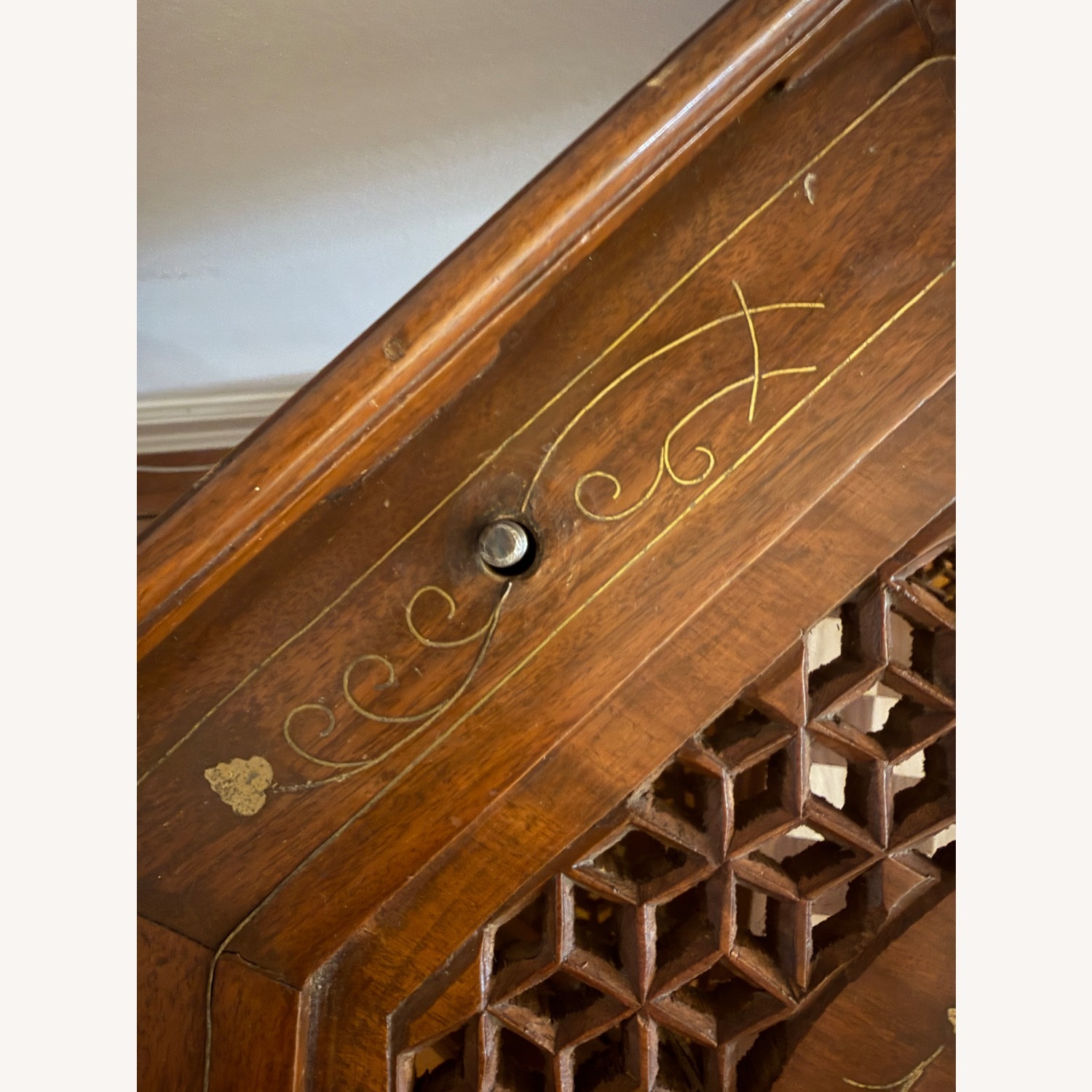Octagonal Two-Tier Carved Side Table - image-7