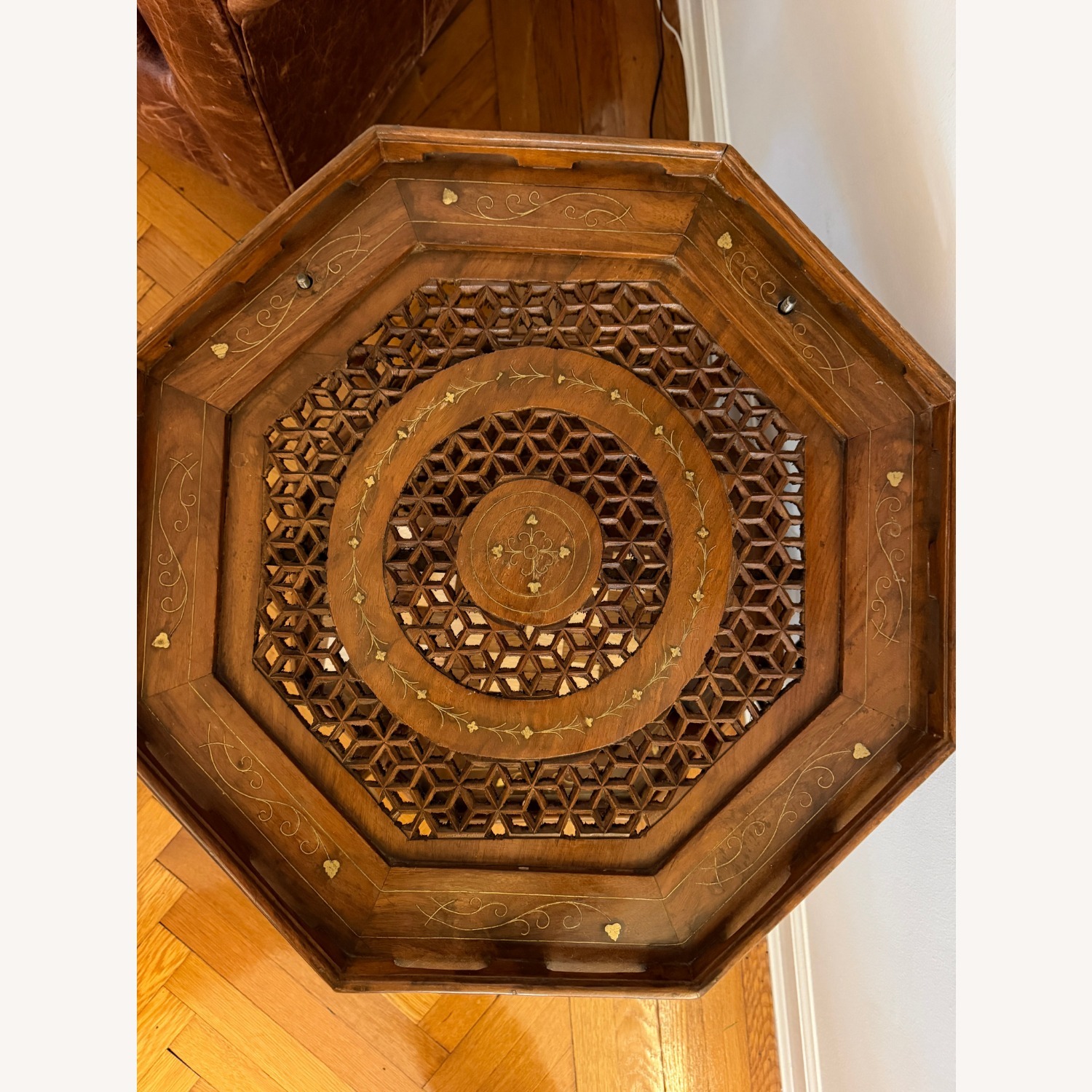 Octagonal Two-Tier Carved Side Table - image-9