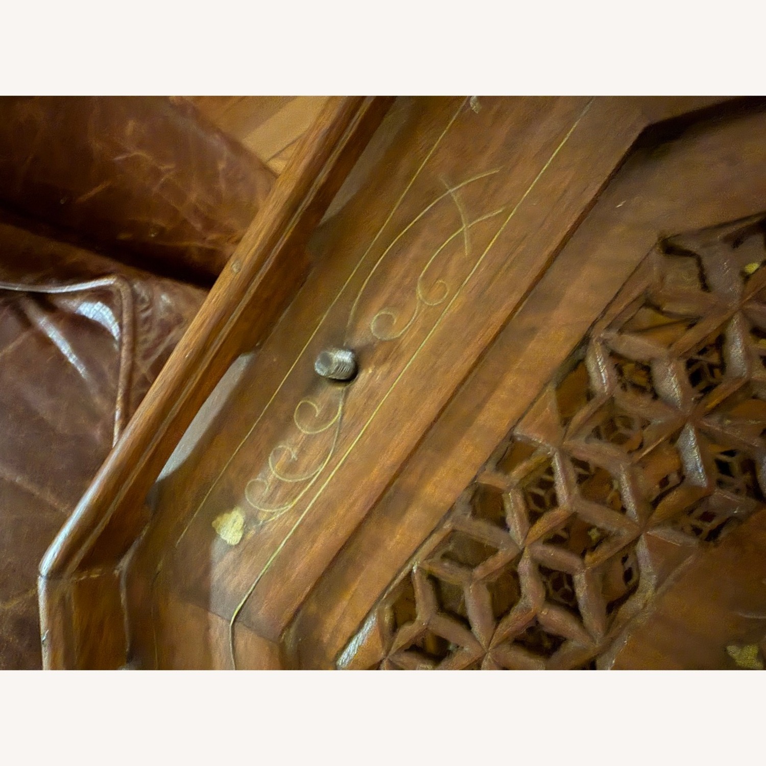 Octagonal Two-Tier Carved Side Table - image-3