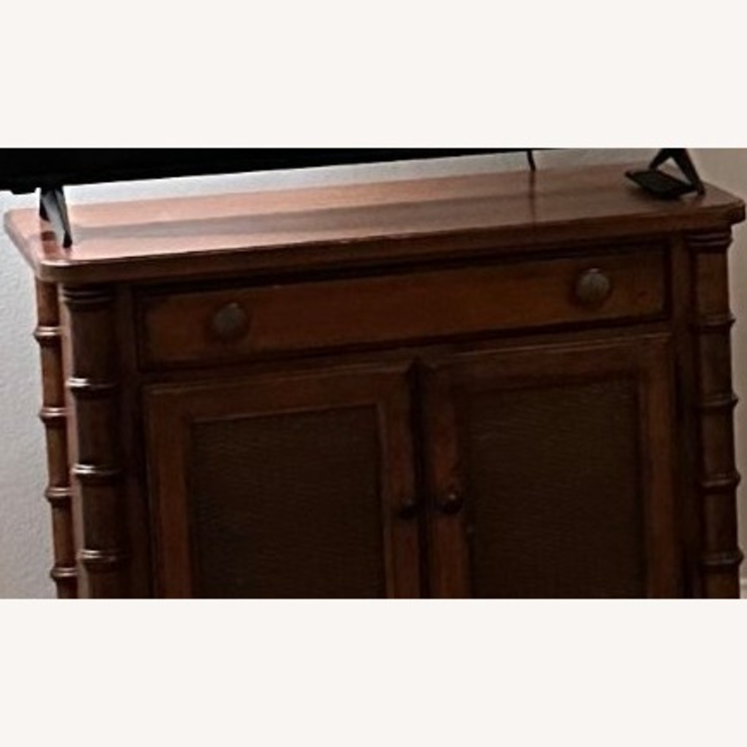 Wooden Cabinet with Cane-Panel Doors - image-2
