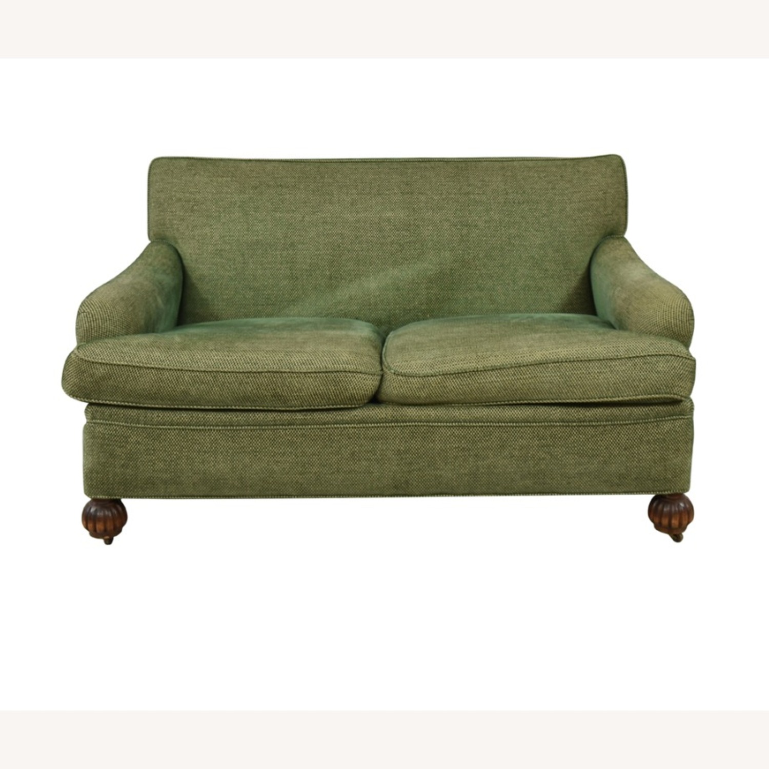 Two-Seat Loveseat in Sage Green with Rolled Arms - image-6