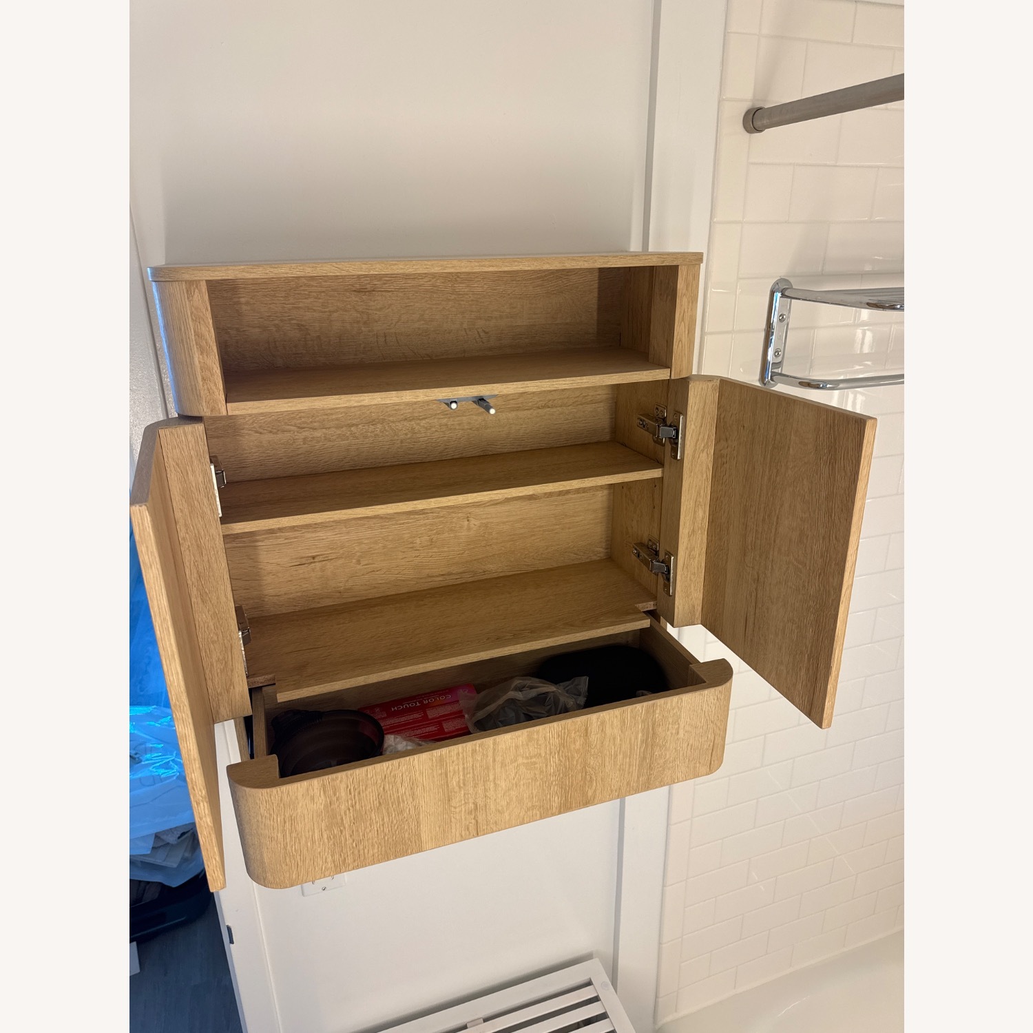 Amazon Light Brown Wood Wall Unit - image-1