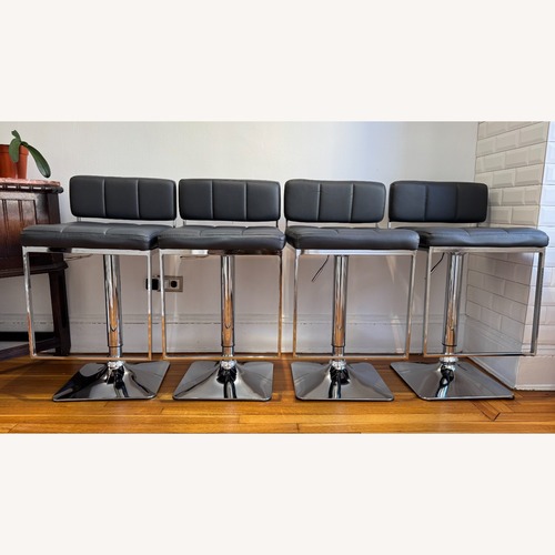 Used Coaster Gray and Chrome Adjustable Bar Stools, Set of 4 for sale on AptDeco