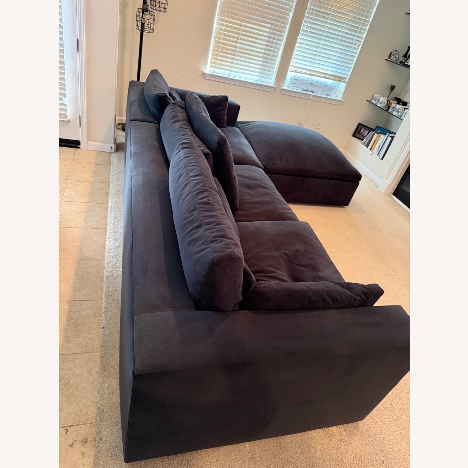 West Elm Harmony Black Velvet 2 Piece Sectional - image-4
