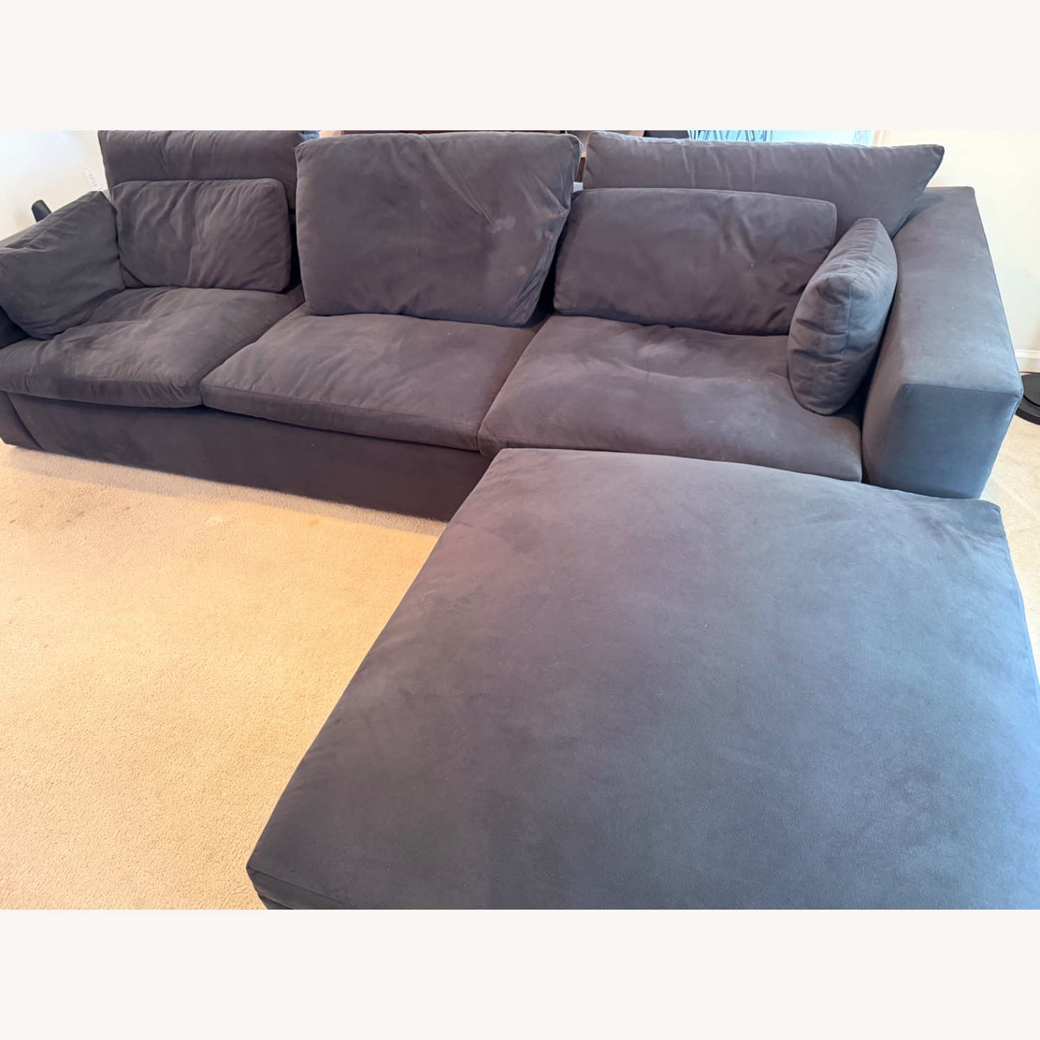 West Elm Harmony Black Velvet 2 Piece Sectional - image-3