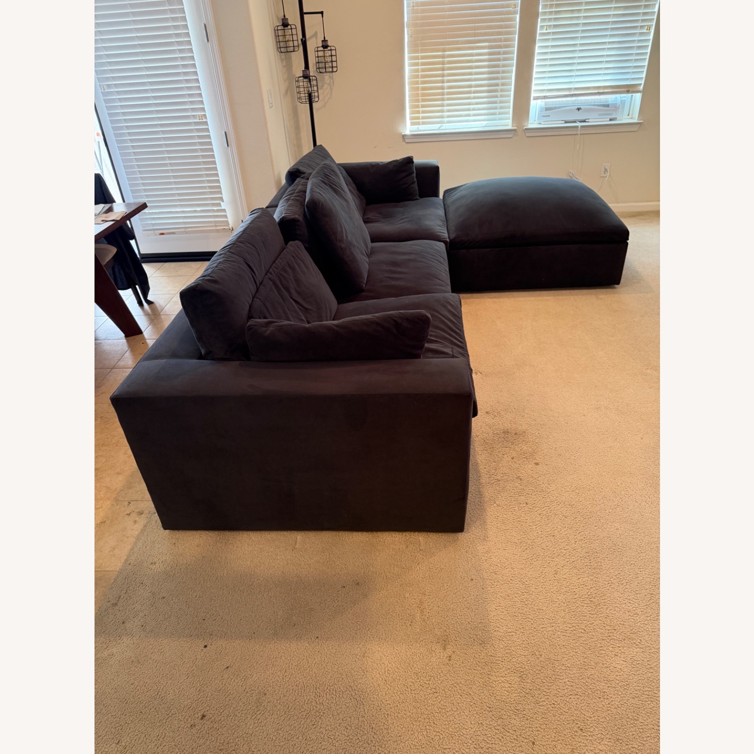 West Elm Harmony Black Velvet 2 Piece Sectional - image-2