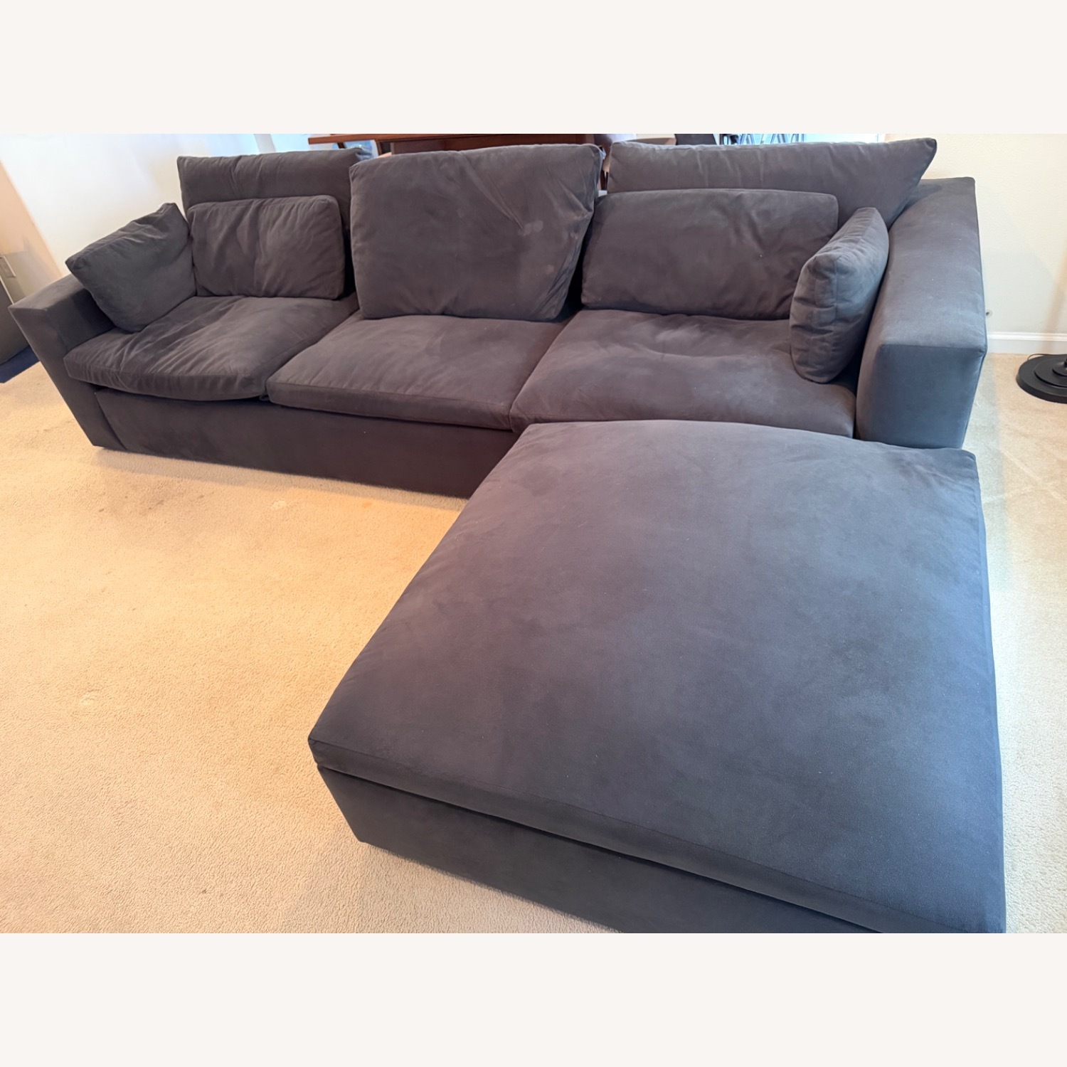 West Elm Harmony Black Velvet 2 Piece Sectional - image-1