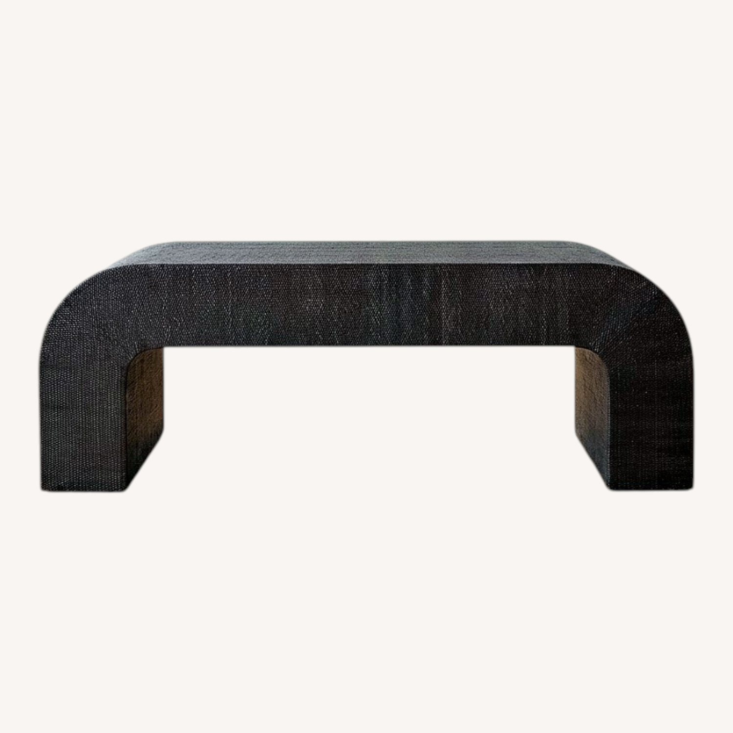 CB2 Horseshoe Black Laquered Linen 46" Coffee Table - image-0