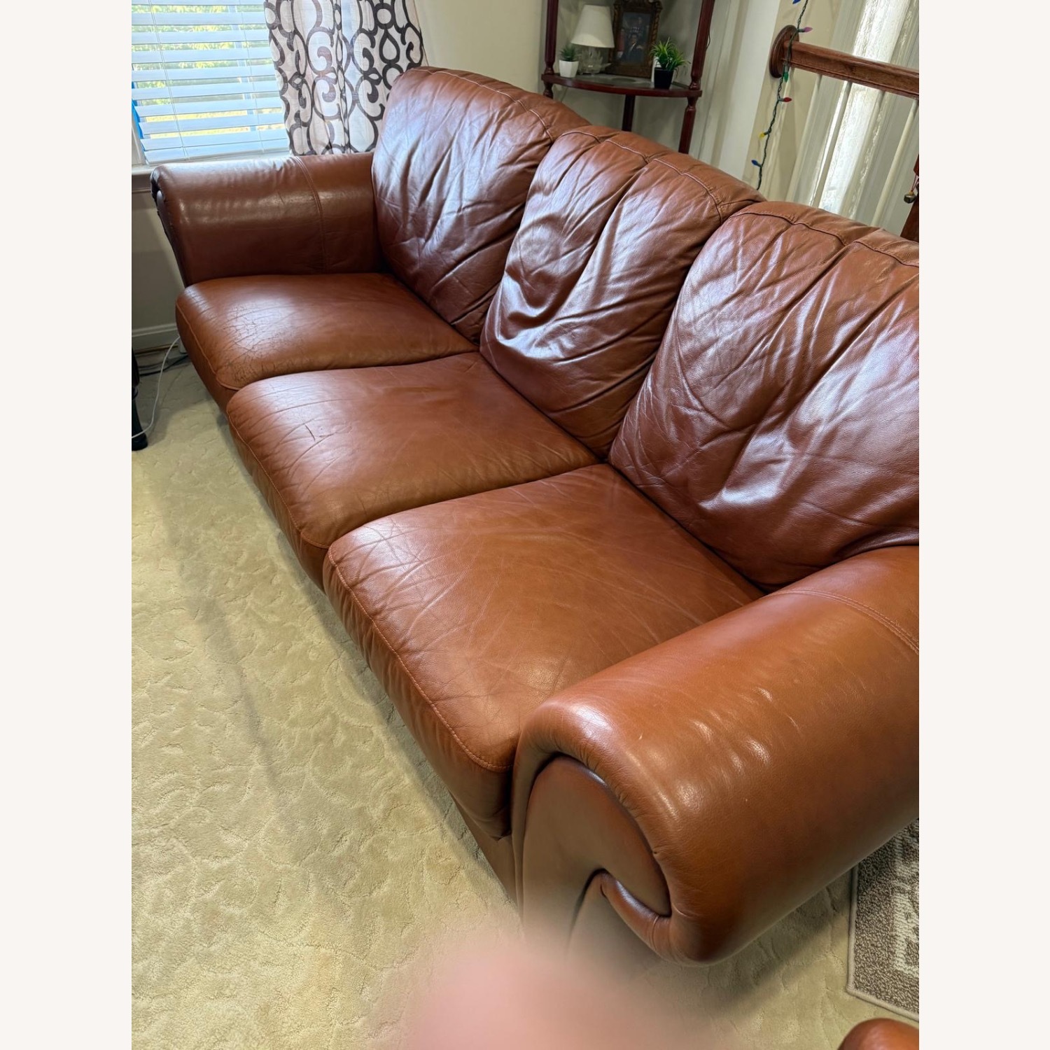 Red Leather 3+ Seater Sofa - image-4