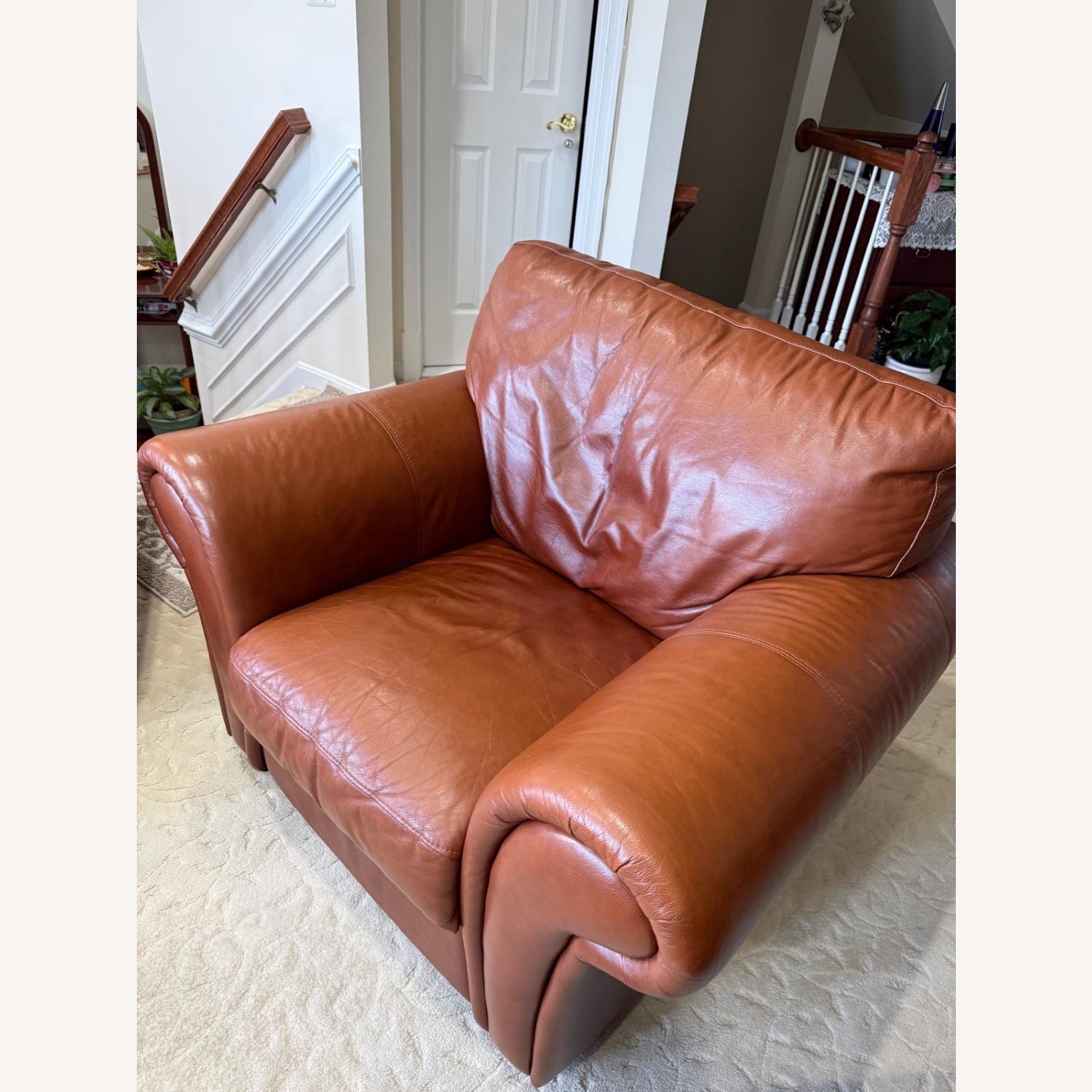 Red Leather 3+ Seater Sofa - image-9