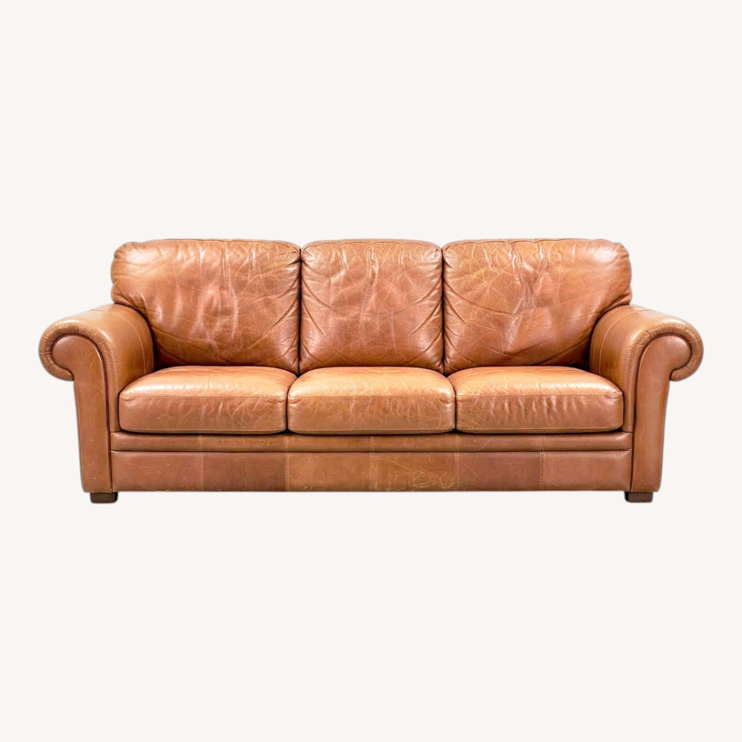 Red Leather 3+ Seater Sofa - image-0