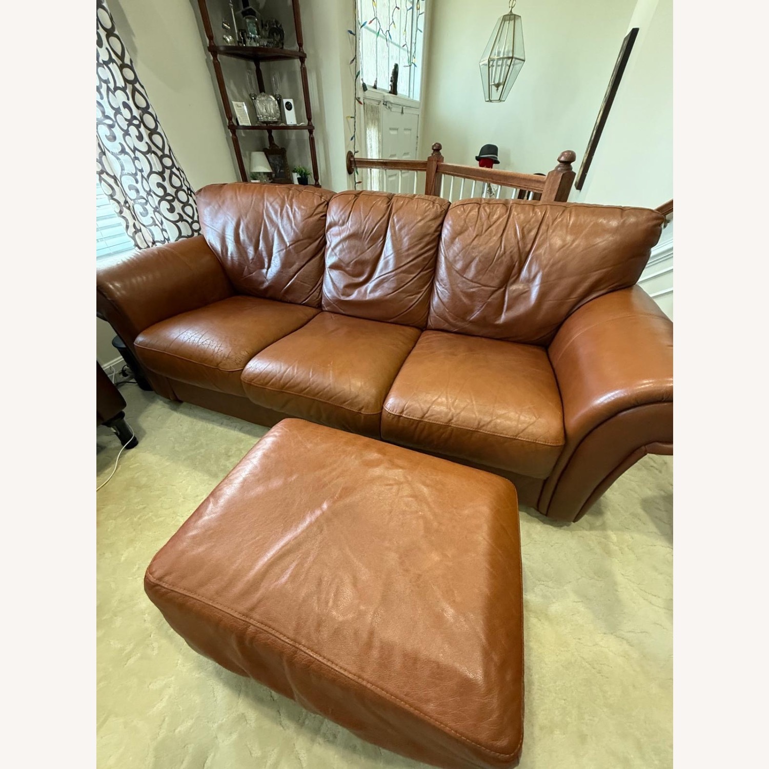 Red Leather 3+ Seater Sofa - image-7