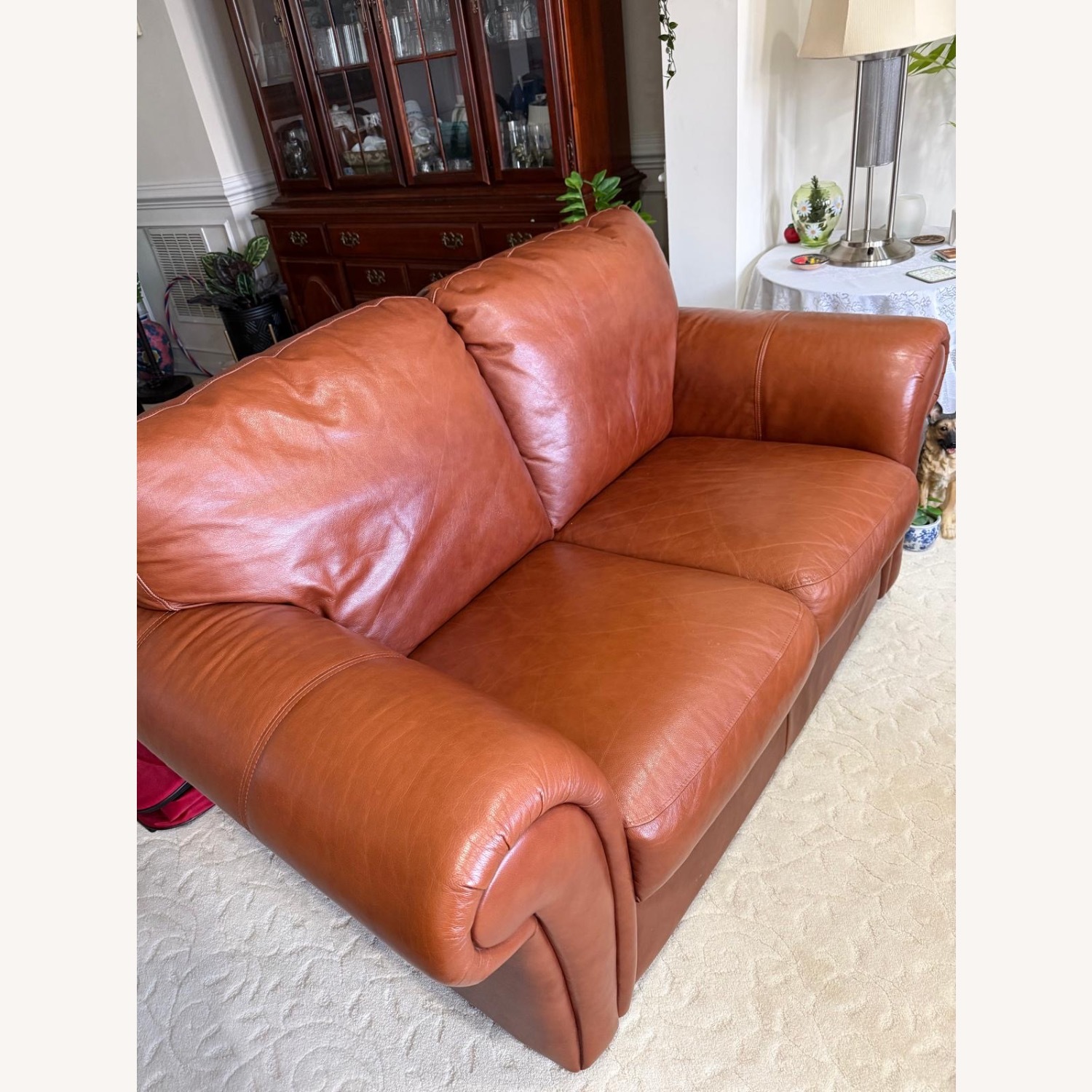 Red Leather 3+ Seater Sofa - image-8