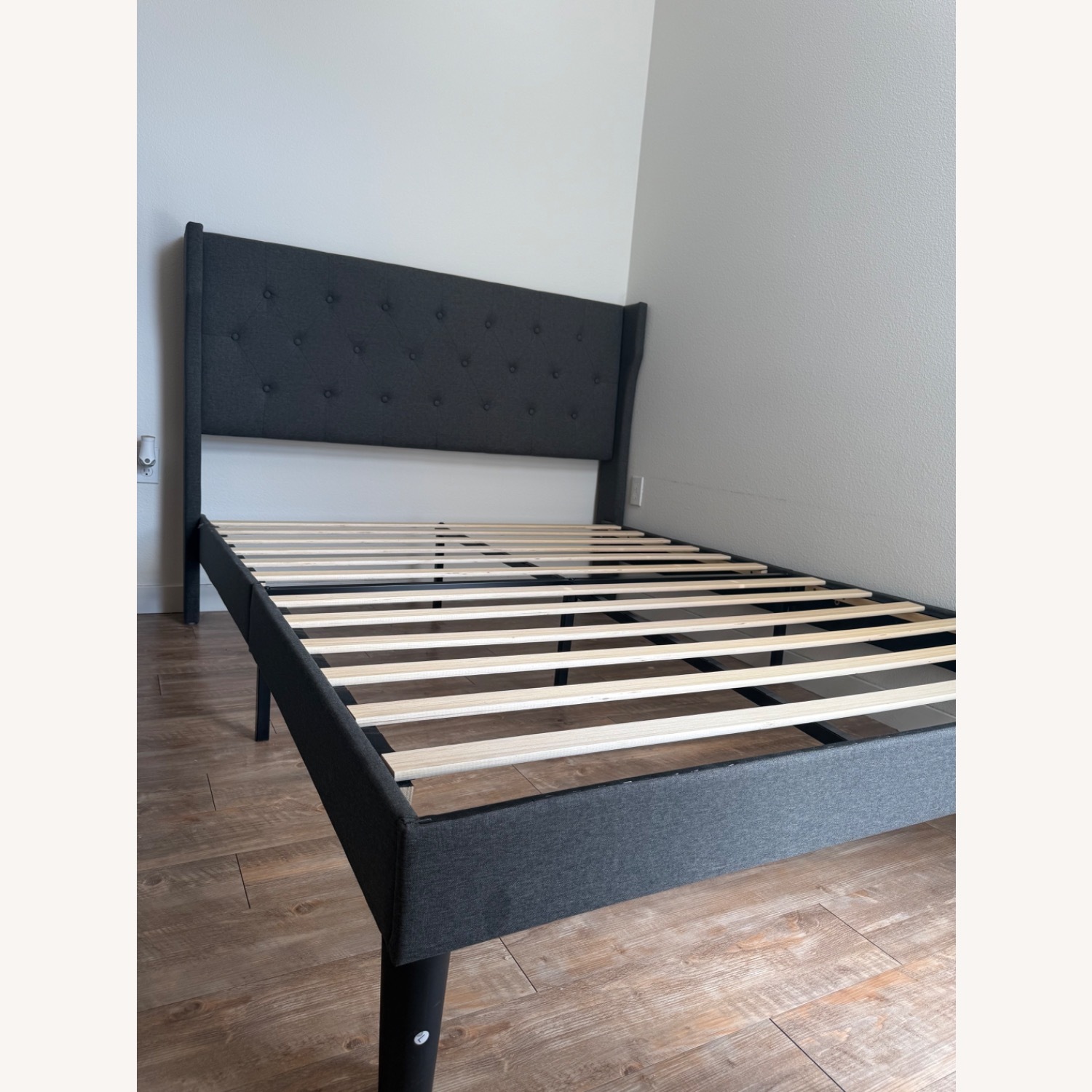 Walmart Dark Gray Fabric Queen Bed - image-4