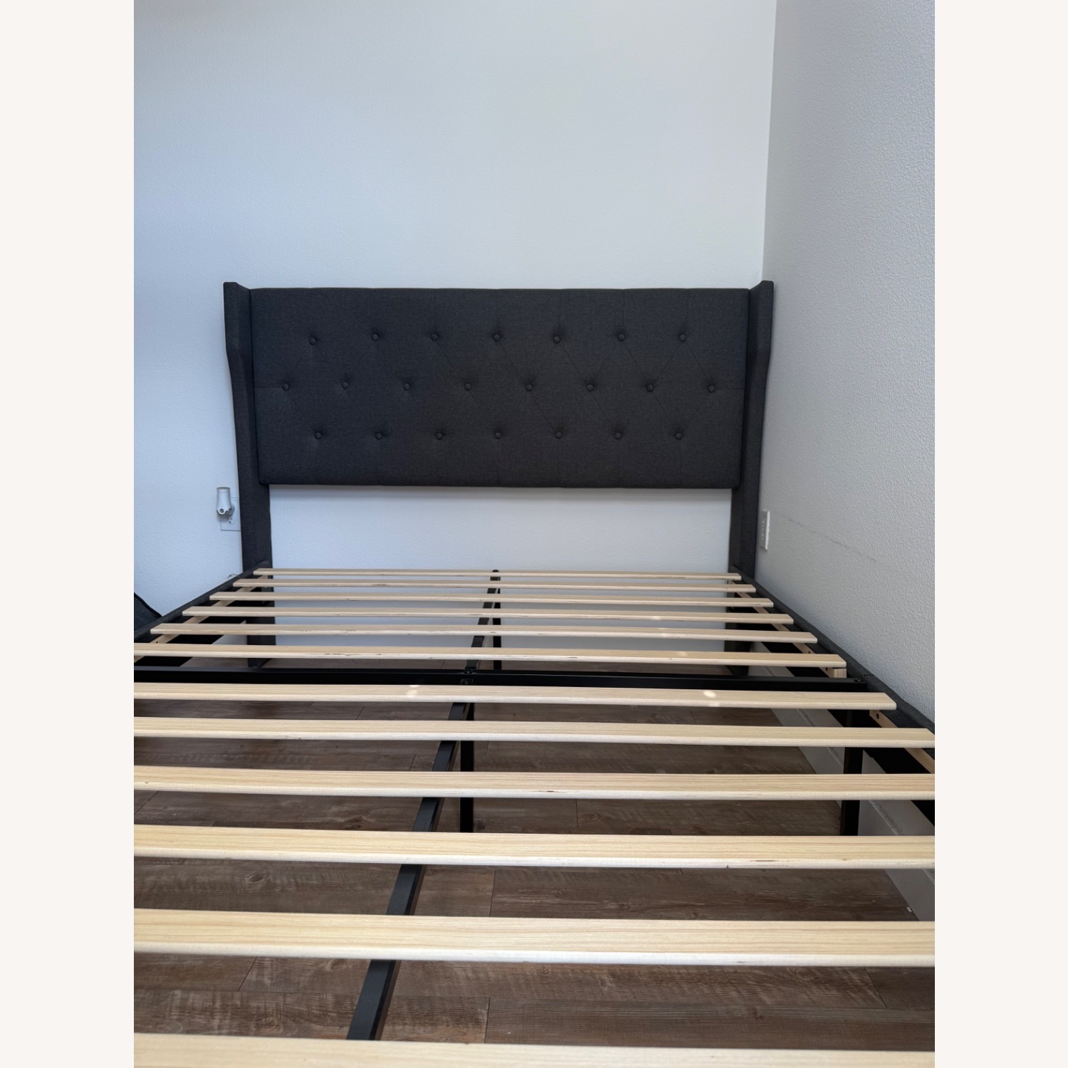 Walmart Dark Gray Fabric Queen Bed - image-3