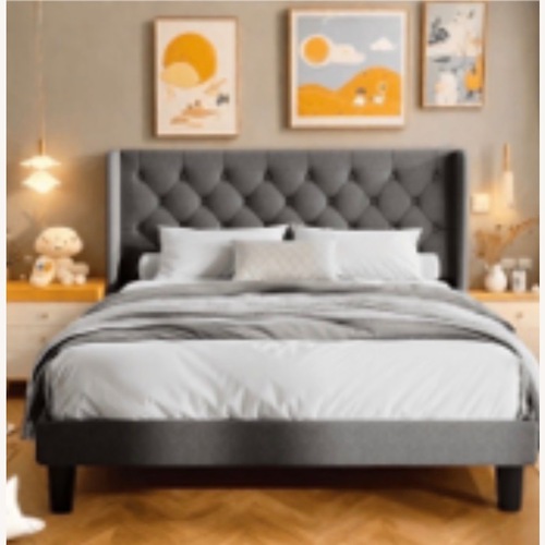 Used Walmart Dark Gray Fabric Queen Bed for sale on AptDeco