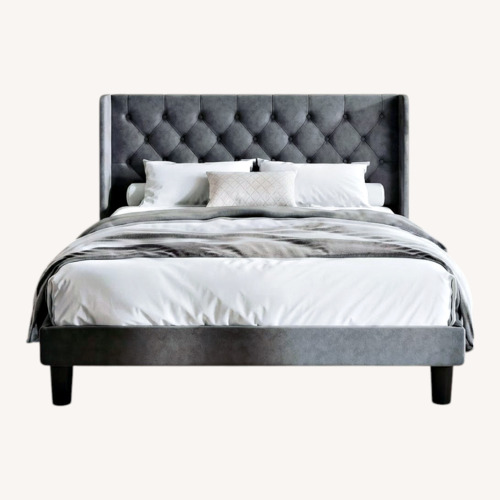 Used Walmart Dark Gray Fabric Queen Bed for sale on AptDeco