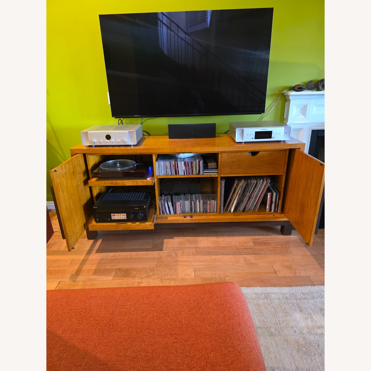 Natural Wood Media Storage Entertainment Center - image-3