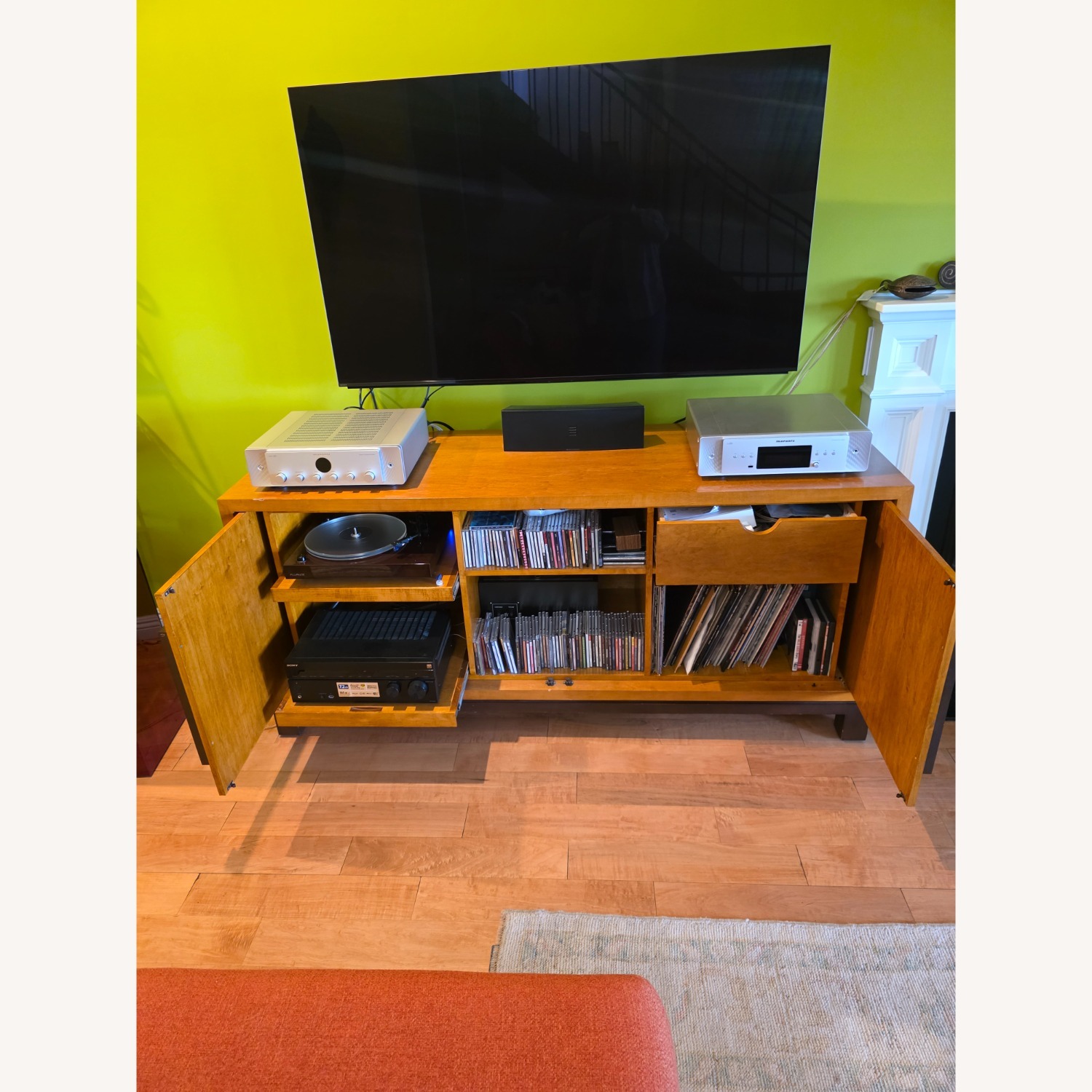 Natural Wood Media Storage Entertainment Center - image-2