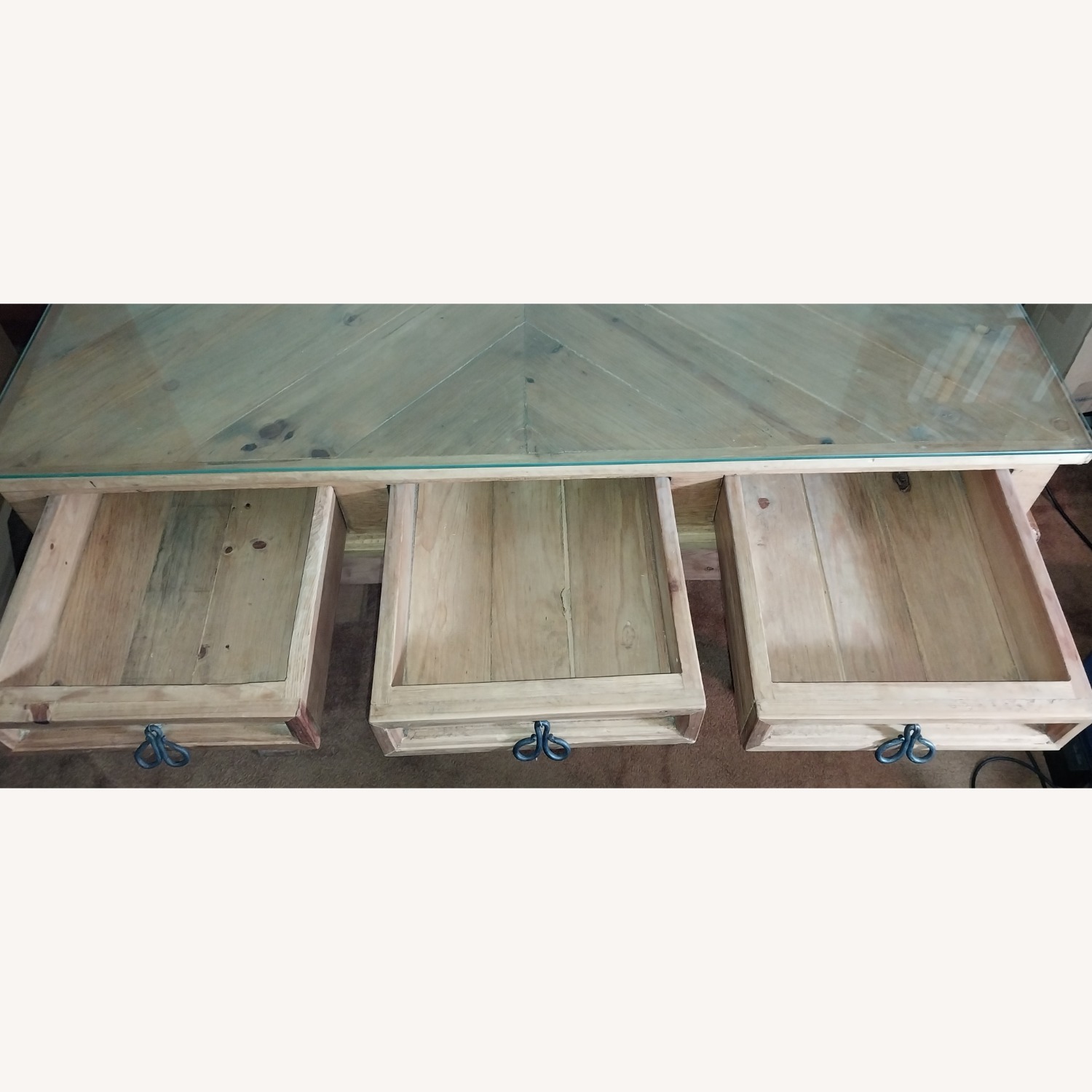 Natural Wood Desk with Glass Top - image-4