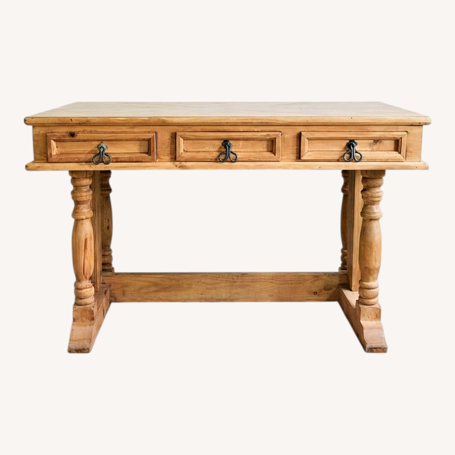 Natural Wood Desk with Glass Top - image-0