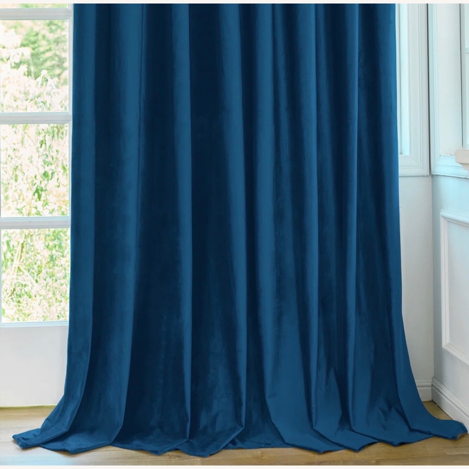 Wayfair Velvet Blue Room Darkening Curtains x2 - image-2