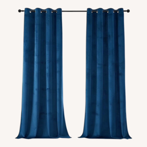 Used Wayfair Velvet Blue Room Darkening Curtains x2 for sale on AptDeco