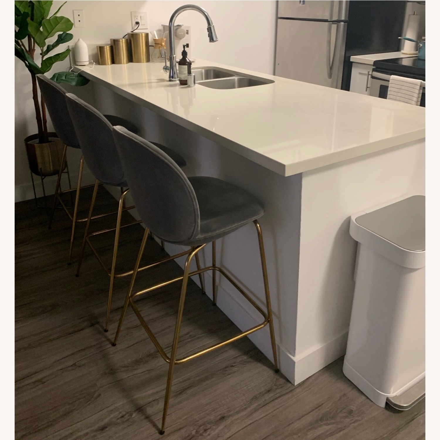 Set of 3 Modshop Amalfi Velvet Bar Stools - $1,650 - image-3
