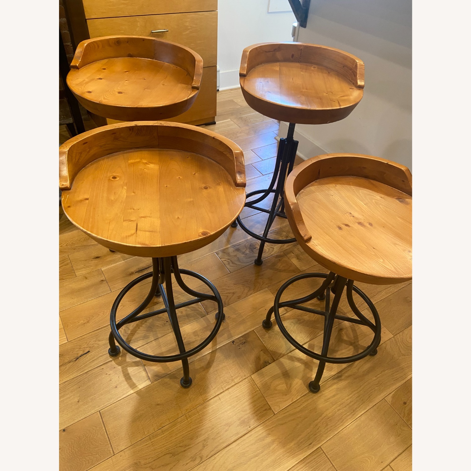Adjustable-Height Wooden Bar Stools - Set of 4  - image-5