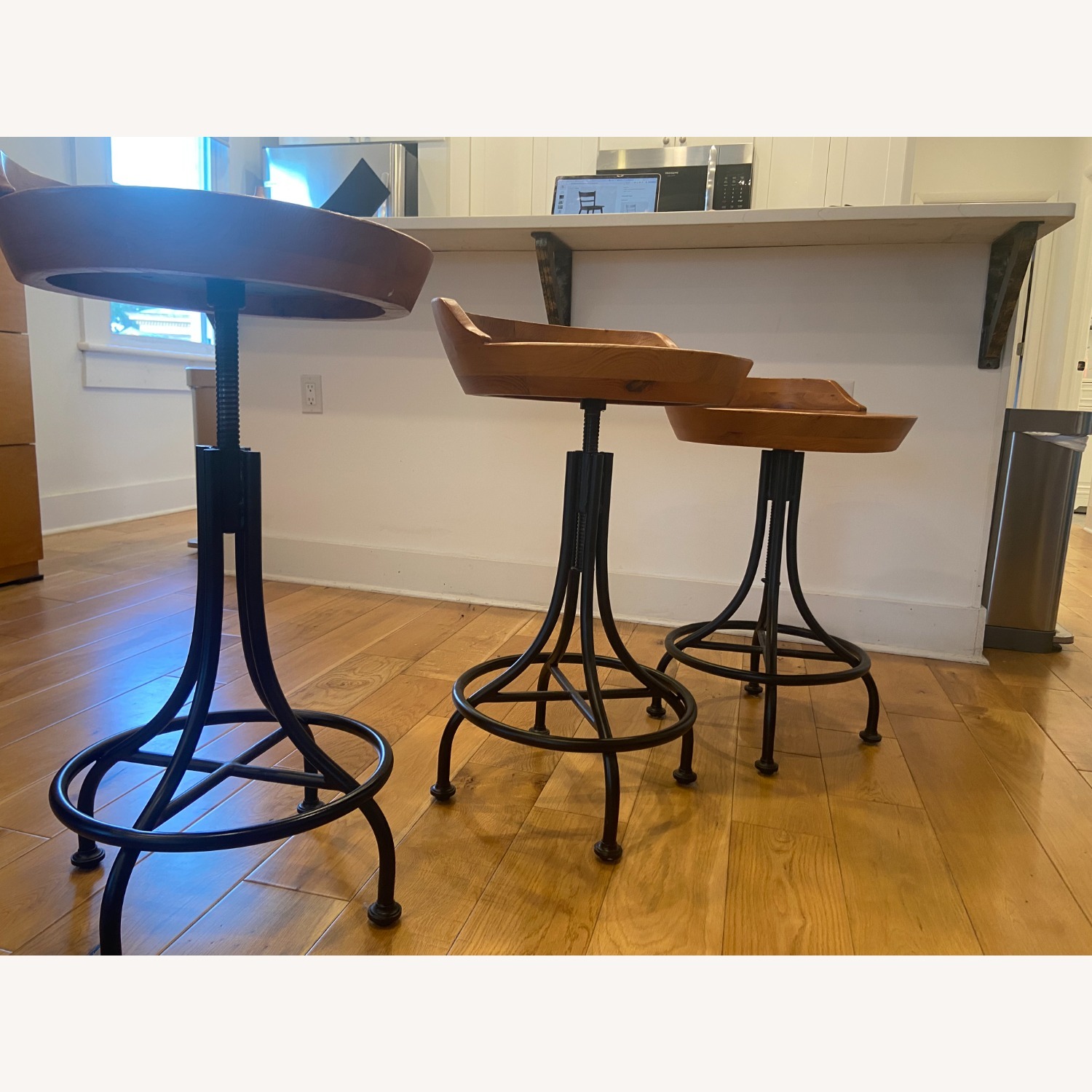 Adjustable-Height Wooden Bar Stools - Set of 4  - image-3