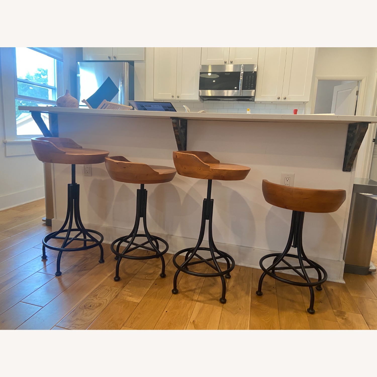 Adjustable-Height Wooden Bar Stools - Set of 4  - image-7
