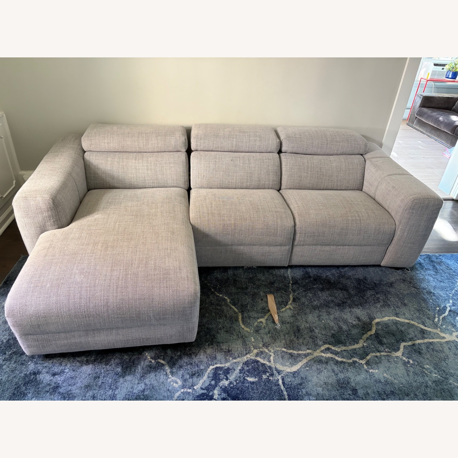 Natuzzi Light Gray Fabric 2 Piece Sectional - image-4