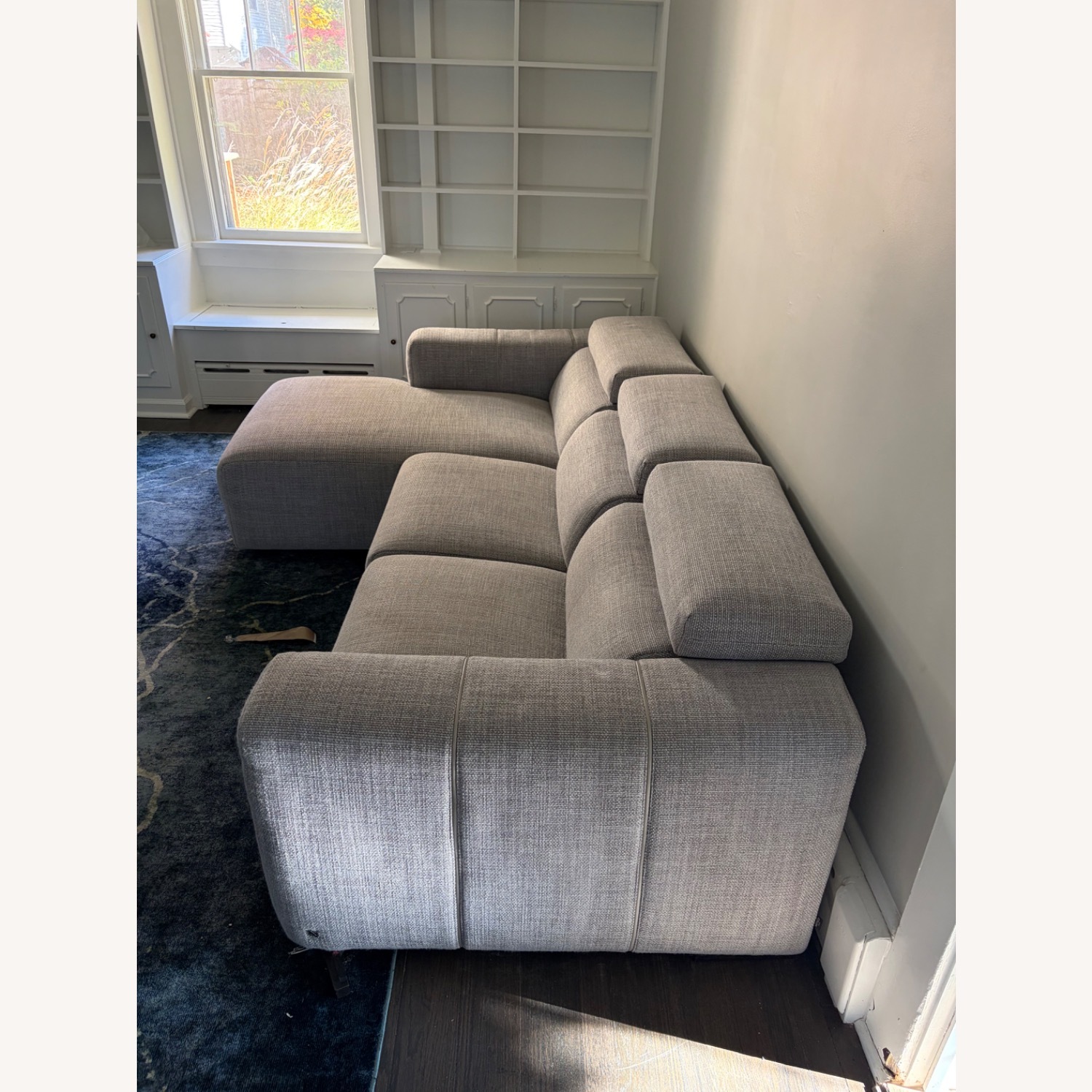 Natuzzi Light Gray Fabric 2 Piece Sectional - image-2