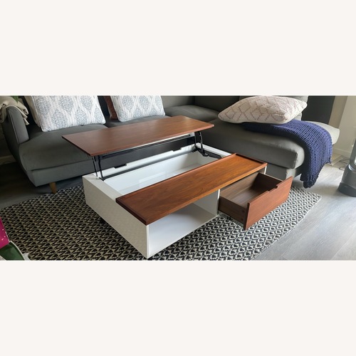Used Living Spaces White Wood Coffee Table for sale on AptDeco