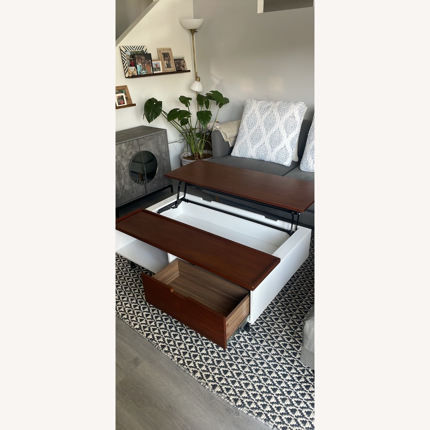Living Spaces White Wood Coffee Table - image-2
