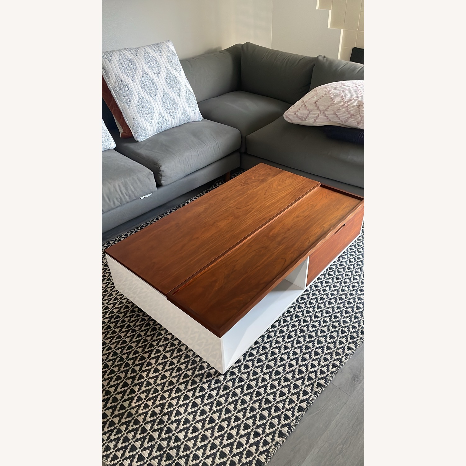 Living Spaces White Wood Coffee Table - image-3