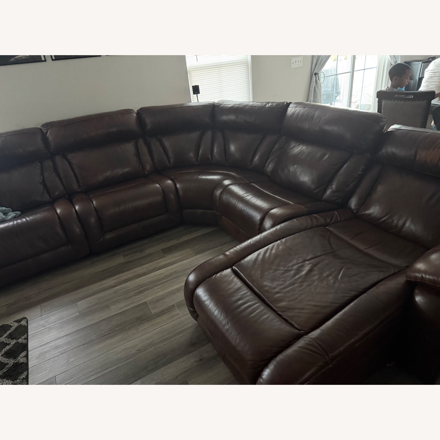 Dark Brown Leather 3+ Piece Sectional - image-4
