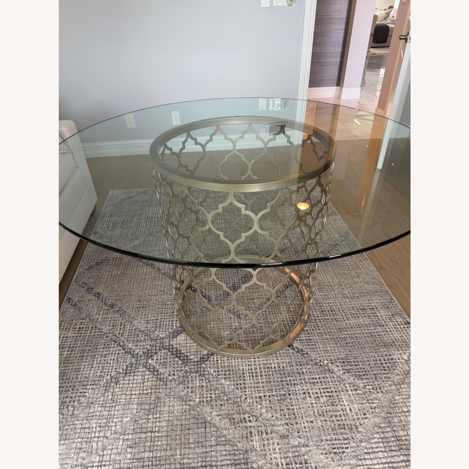 Ethan Allen Tracery Silver Glass Dining Table - image-2