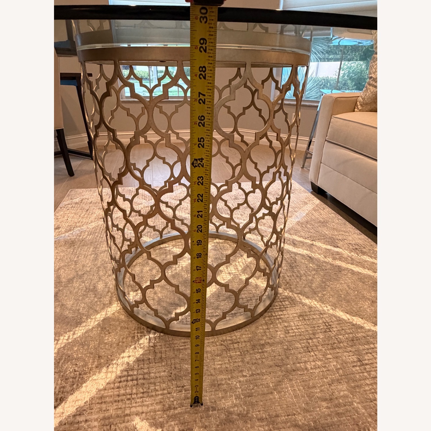Ethan Allen Tracery Silver Glass Dining Table - image-5