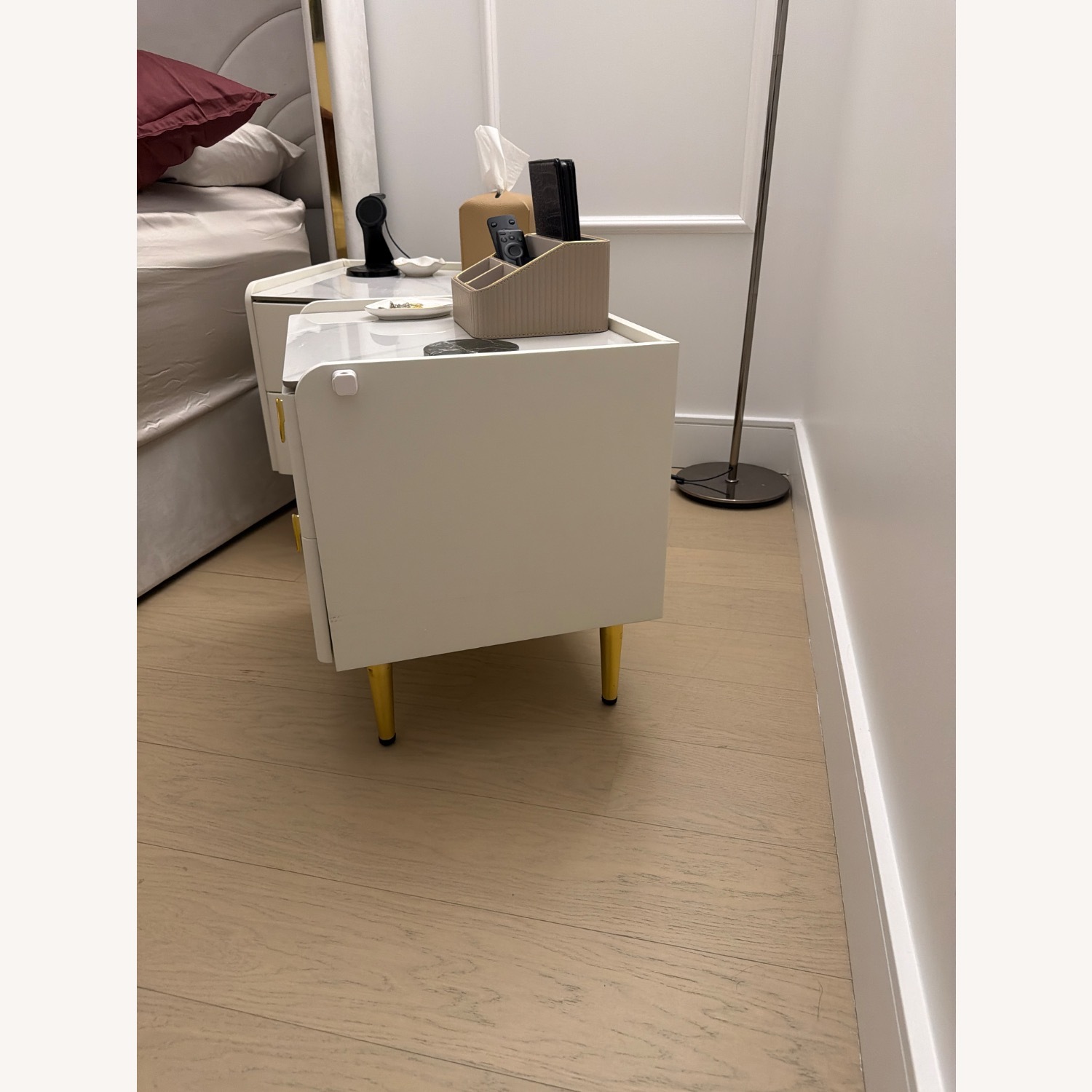 White Leather Nightstand - image-3