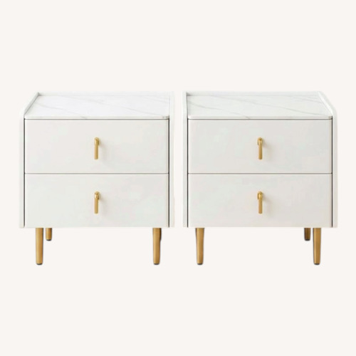 Used White Leather Nightstand for sale on AptDeco
