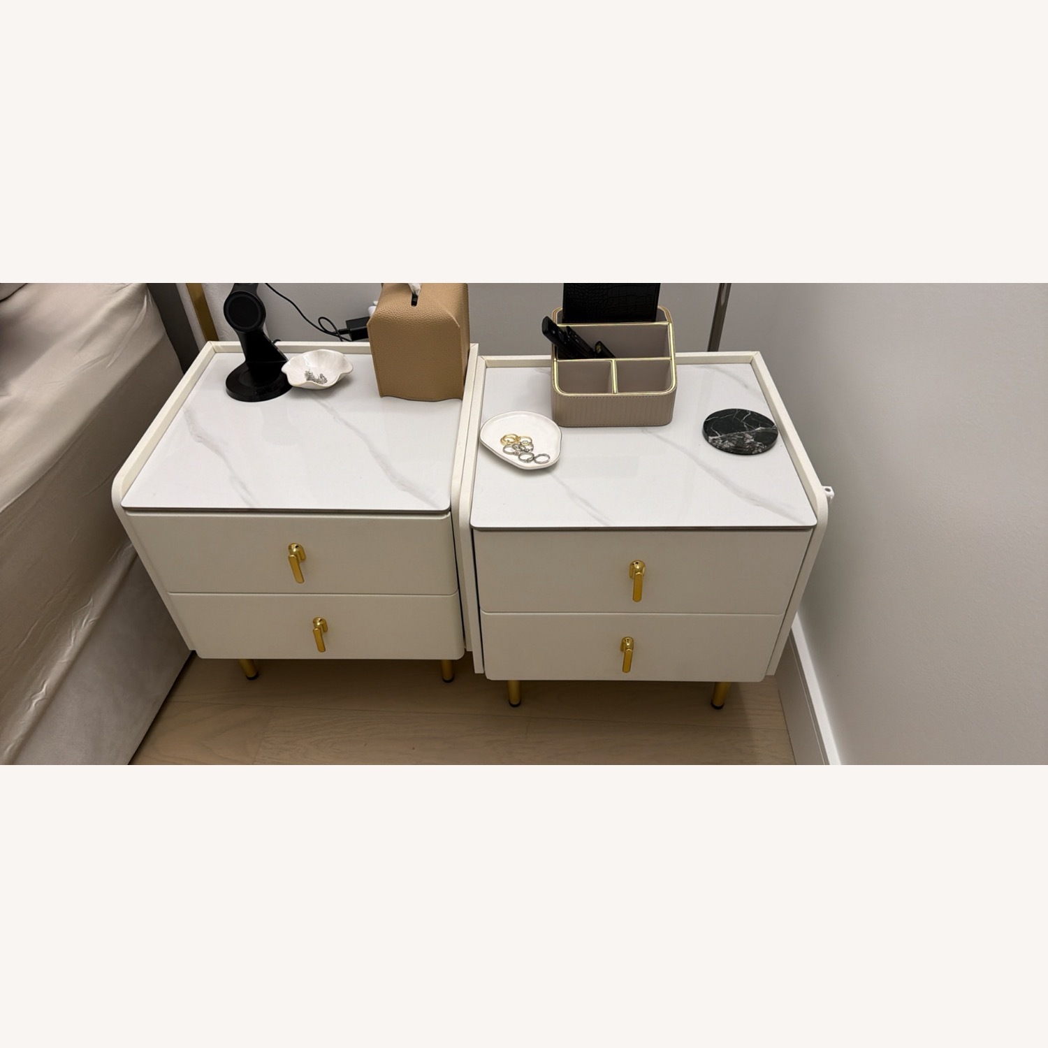 White Leather Nightstand - image-1