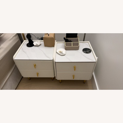 Used White Leather Nightstand for sale on AptDeco
