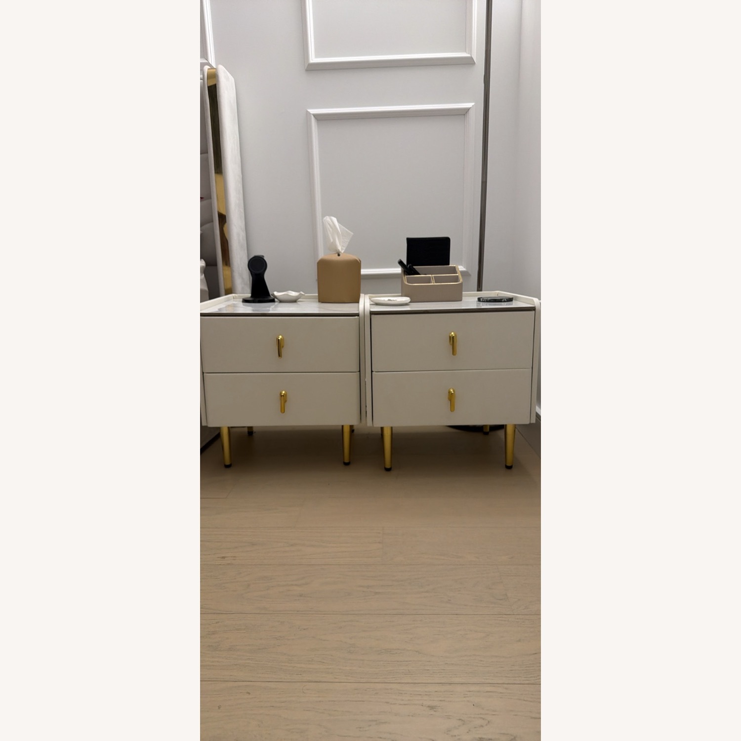 White Leather Nightstand - image-2
